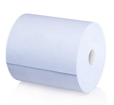 blaue Putzrolle 3-lagig aus recyceltem Papier, 2er Pack