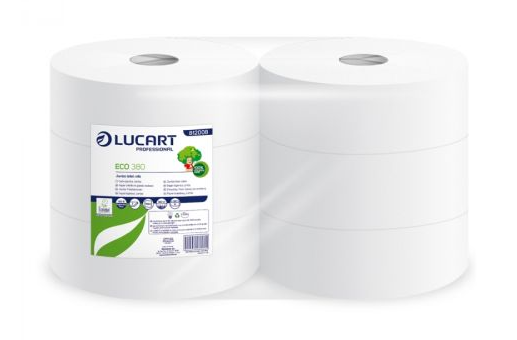 Lucart Eco Toilettenpapier Midirolle, 2-lg weiß recycl., 6 Rollen á 380 m