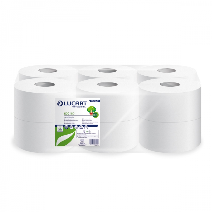 Lucart Eco Toilettenpapier Mini Jumbo Rollen 2-lg, 12 Rollen á 180 m