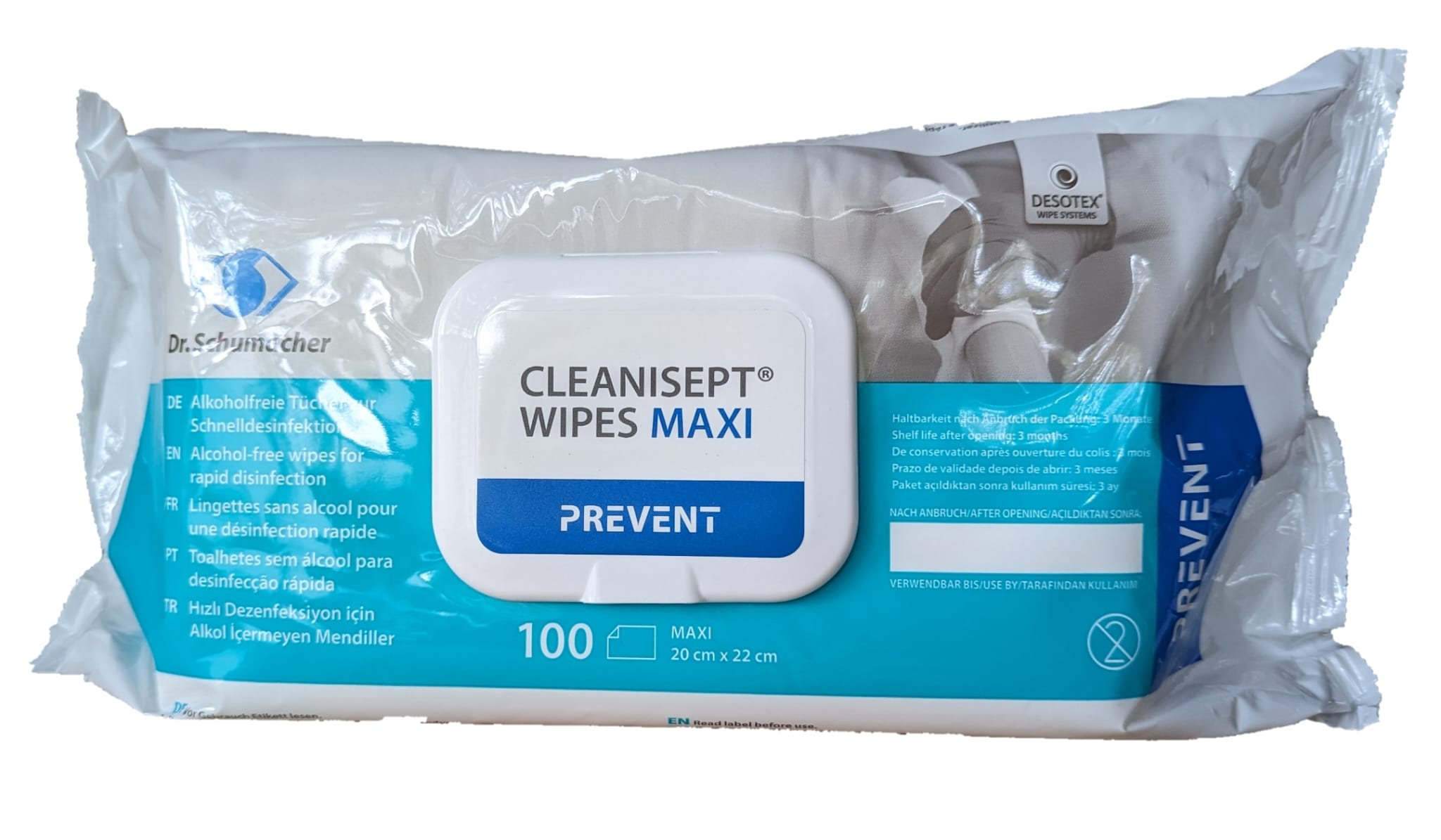 CLEANISEPT® WIPES MAXI, Alkoholfreie Tücher zur Schnelldesinfektion, 100 Stk. pro Packung: 20 x 22 cm