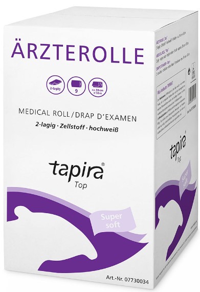 Ärzterolle, Tapira, 2-lagig, 59 cm, 9 Rollen á 50m, weiß