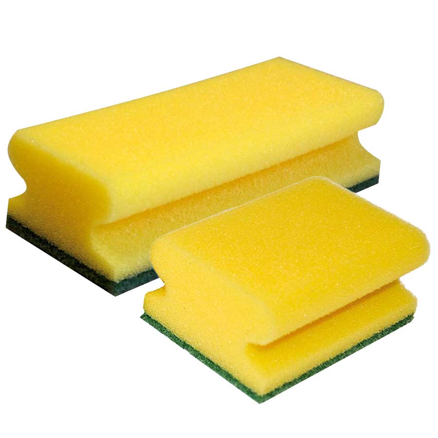 gelb/grüner Spülschwamm, Scheuerschwamm in klein und groß